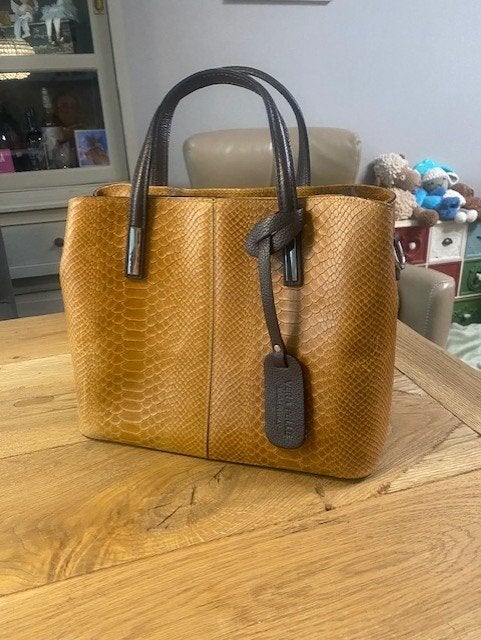 Lederen dames handtas cognac kleur, Ophalen of Verzenden, Nieuw, Overige kleuren, Handtas