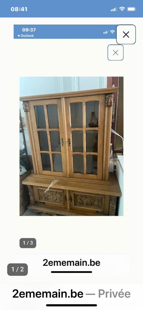 Vielle Vitrine en bois, 25 à 50 cm, 100 à 150 cm, Enlèvement, Utilisé