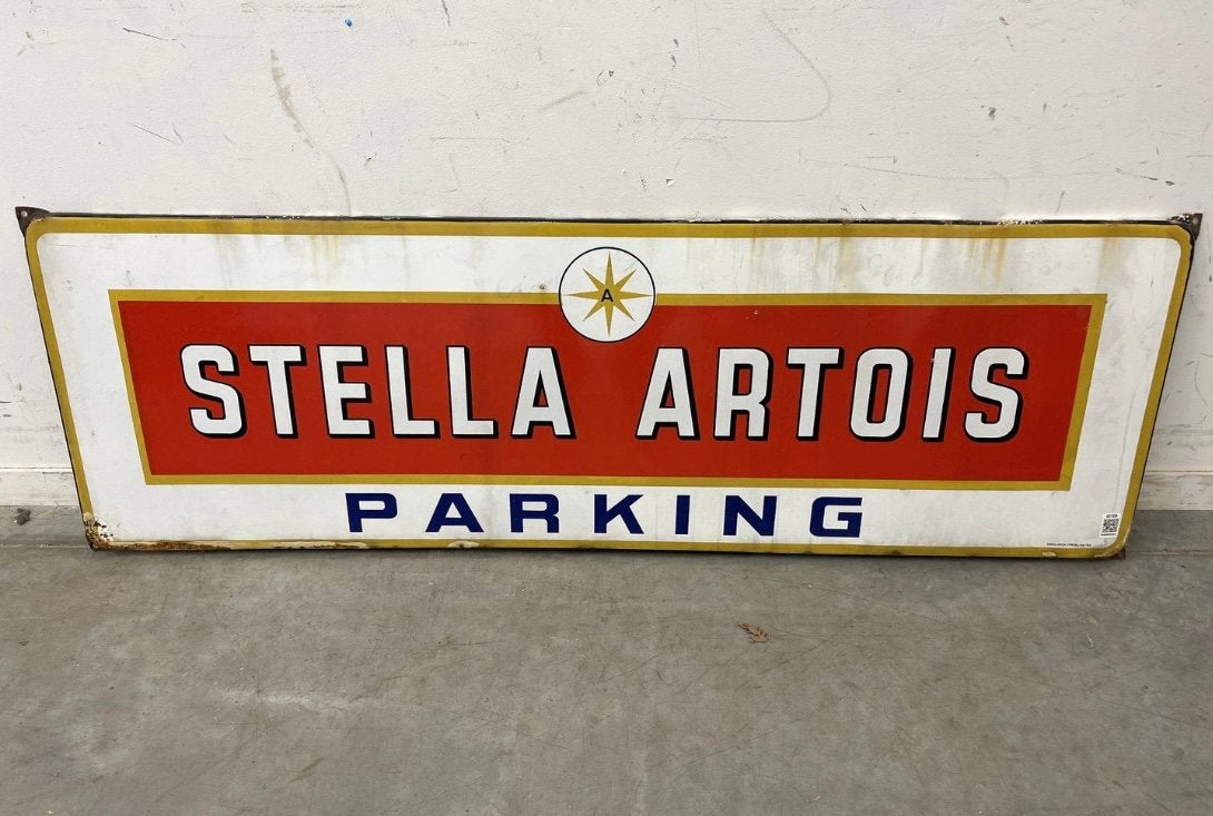 Enseigne émaillée Stella Artois Parking, Enlèvement, Utilisé, Panneau publicitaire