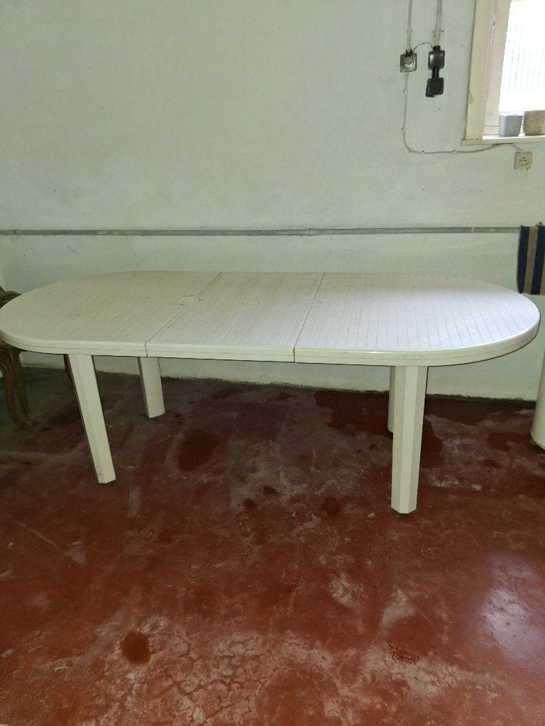 tuintafel met 6 bijpassende stoelen, Ophalen, Gebruikt, Ovaal, Kunststof