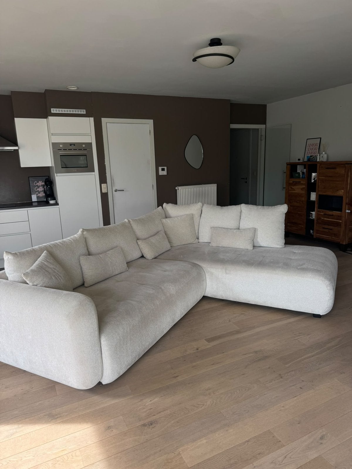Hoekzetel beige perfecte staat 289x234, Ophalen, Zo goed als nieuw, Stof