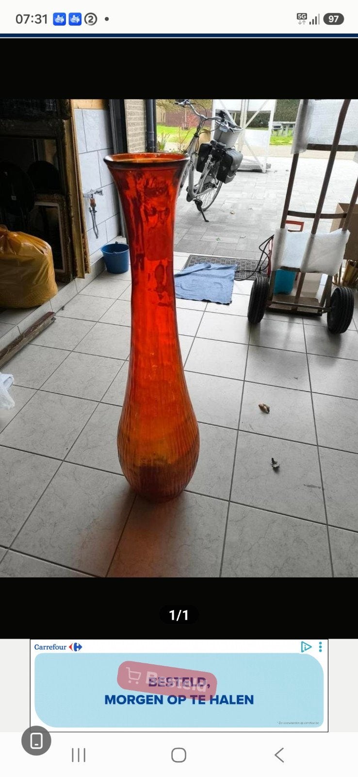 grand vase., Verre, Enlèvement, Utilisé