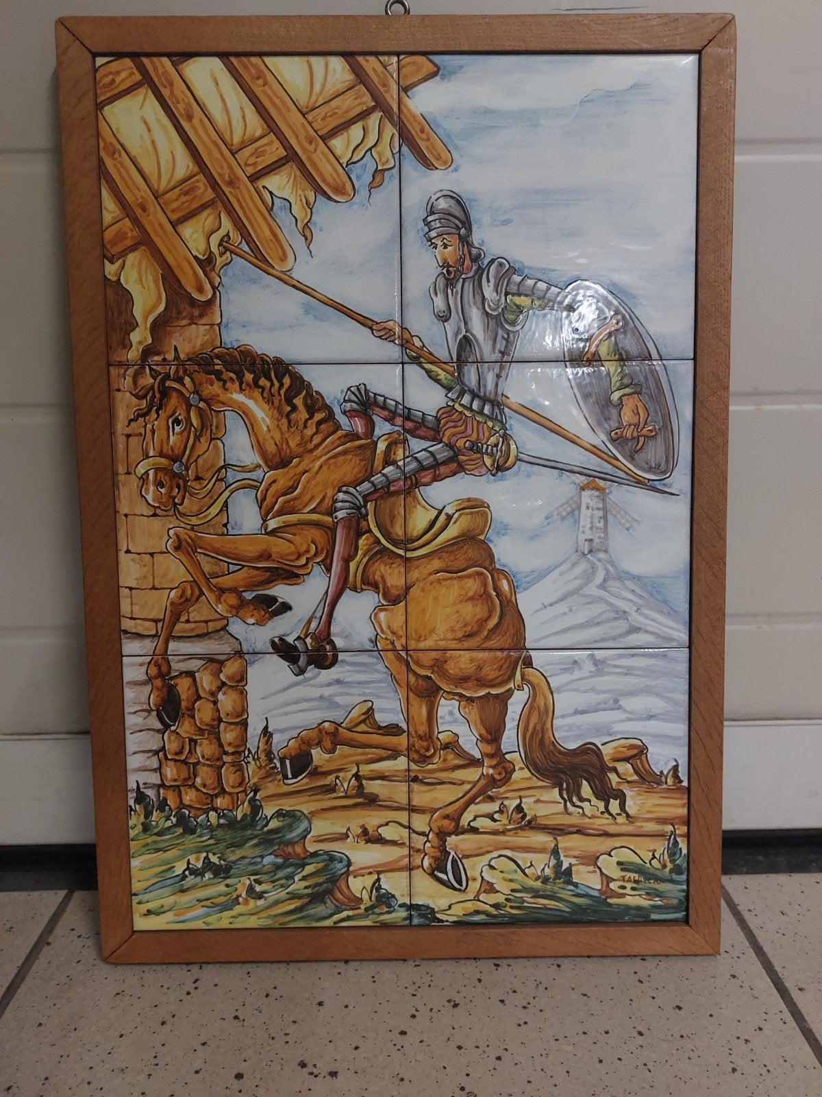 Mooie betegeling van Don Quichot. 30x45. 0486 215927, Antiquités & Art, Antiquités | Assiettes décoratives & Carrelages, Enlèvement