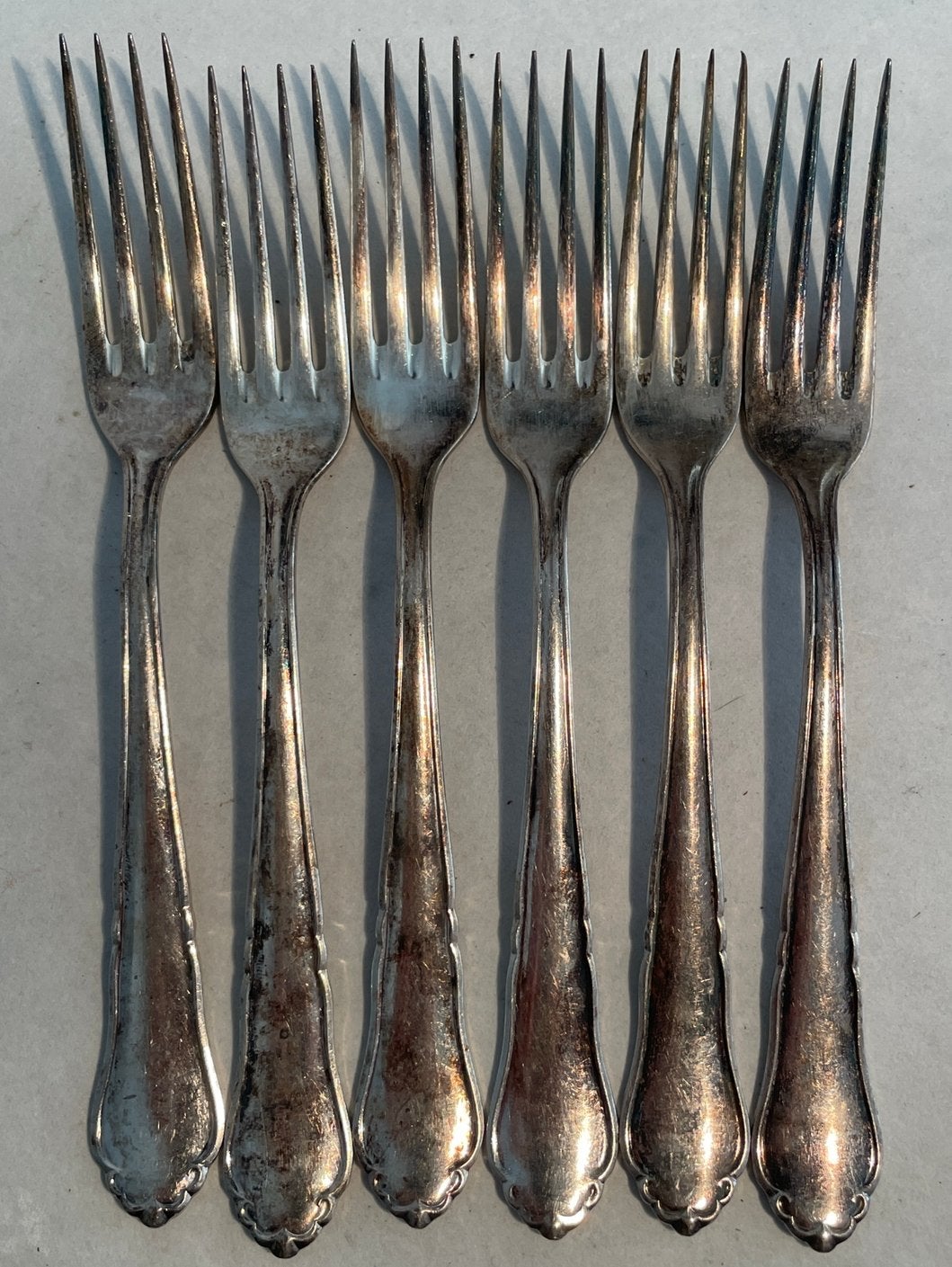 Antiek verzilverd bestek (6 vorken + 6 lepels), Antiek en Kunst, Ophalen