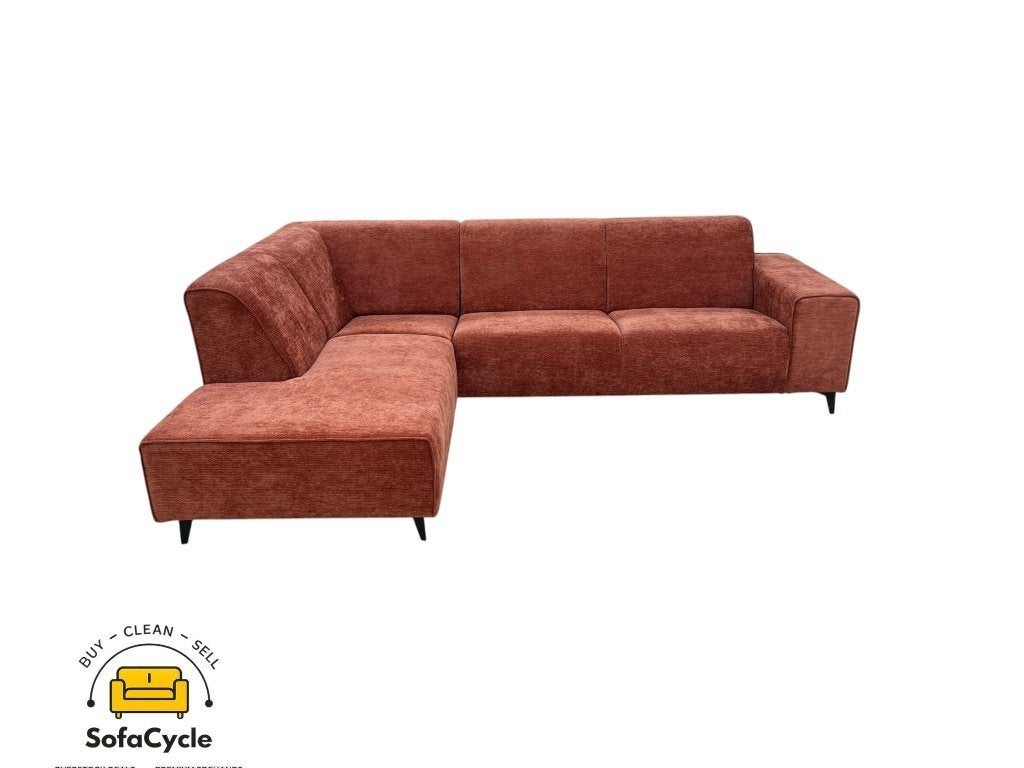 Hoekzetel terracotta in stof, hoek L, Nieuw, Stof, Zonnestraat 223-229, 9600 Ronse, België, Info@sofacycle.be