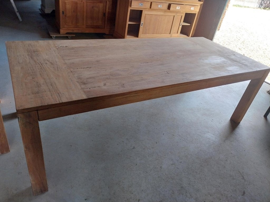 Prachtige teak tuintafel 250 cm, Tuin en Terras, Ophalen, Zo goed als nieuw, Rechthoekig, Teakhout