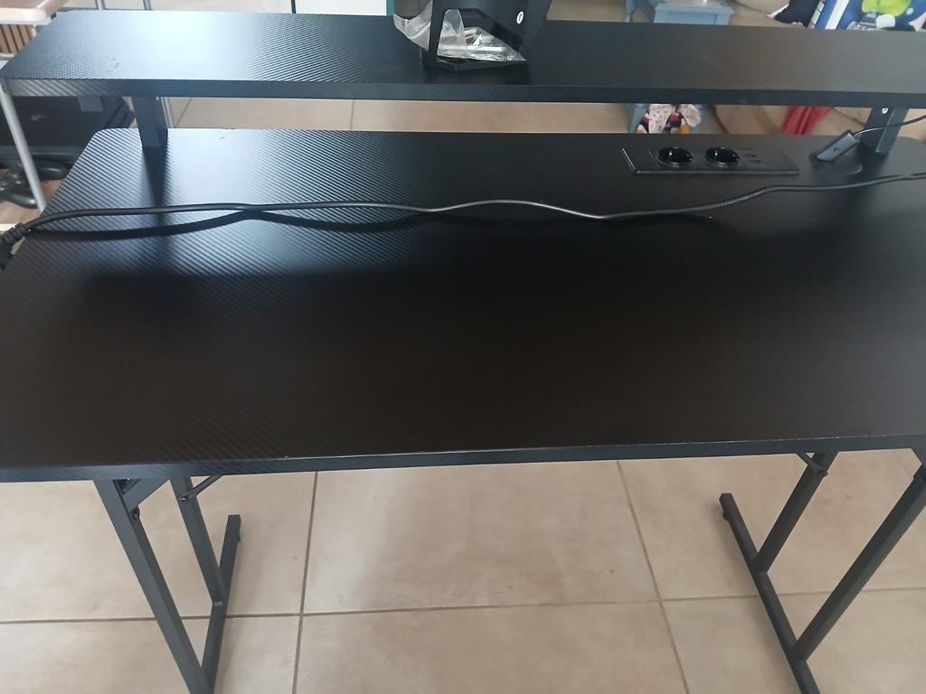 Game bureau met led, Ophalen, Zwart, Gamingbureau