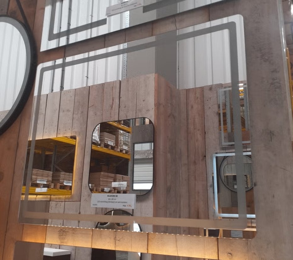 OP=OP! Spiegel, condensvrij, LED 3 kleuren, Kalifors 80 x 60, Huis en Inrichting, Ophalen of Verzenden, Nieuw