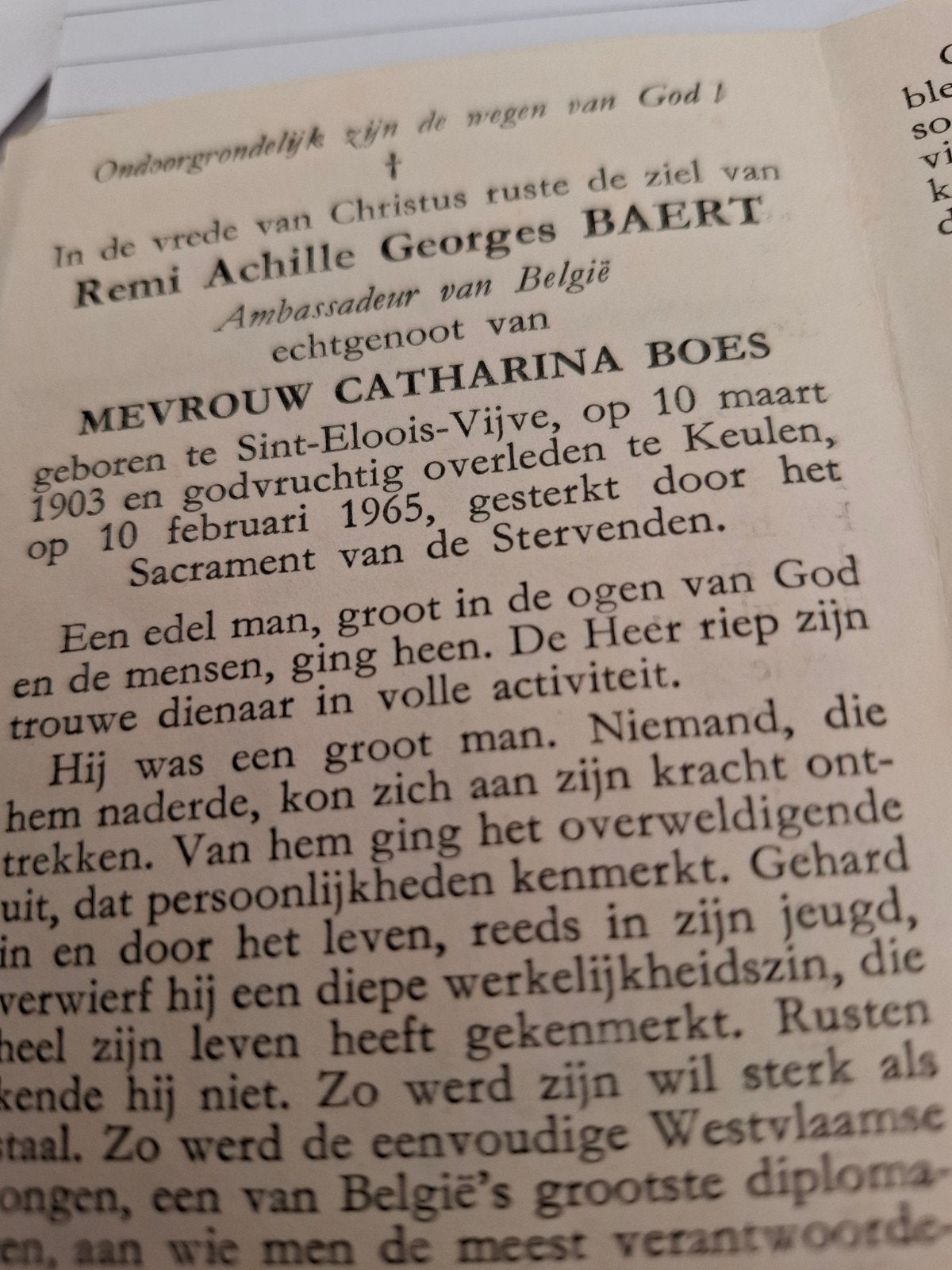 bidprentje ambassadeur van België, Collections, Enlèvement ou Envoi, Image pieuse