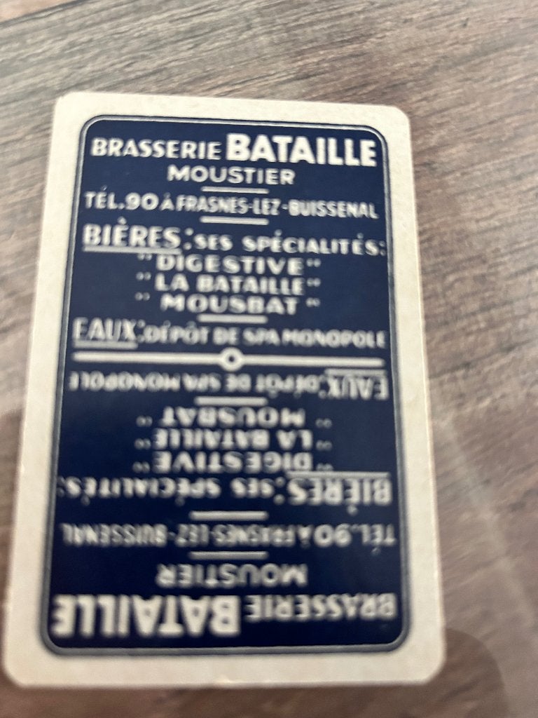 1speelkaart brouwerij bataille moustier, Enlèvement ou Envoi, Neuf, Carte(s) à jouer