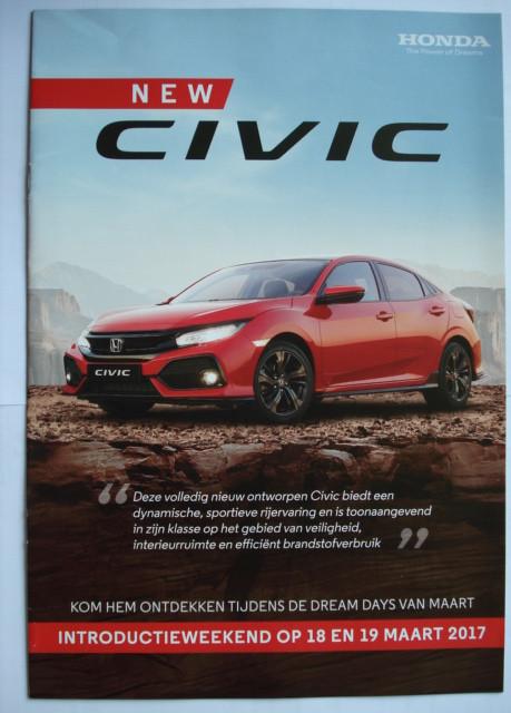Honda gamma 2017 Brochure Catalogue Prospekt Civic NSX HR-V, Boeken, Verzenden, Zo goed als nieuw, Honda