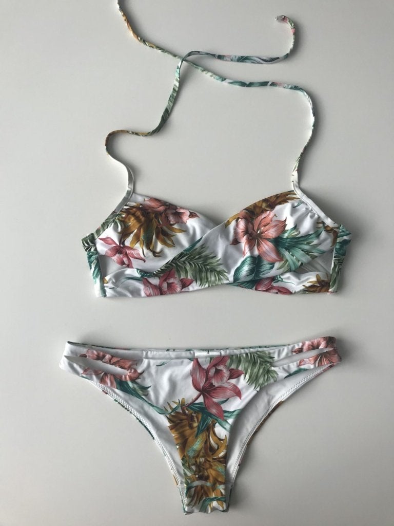 Witte gebloemde bikini maat 36, Kleding | Dames, H&M, Wit, Ophalen of Verzenden, Zo goed als nieuw