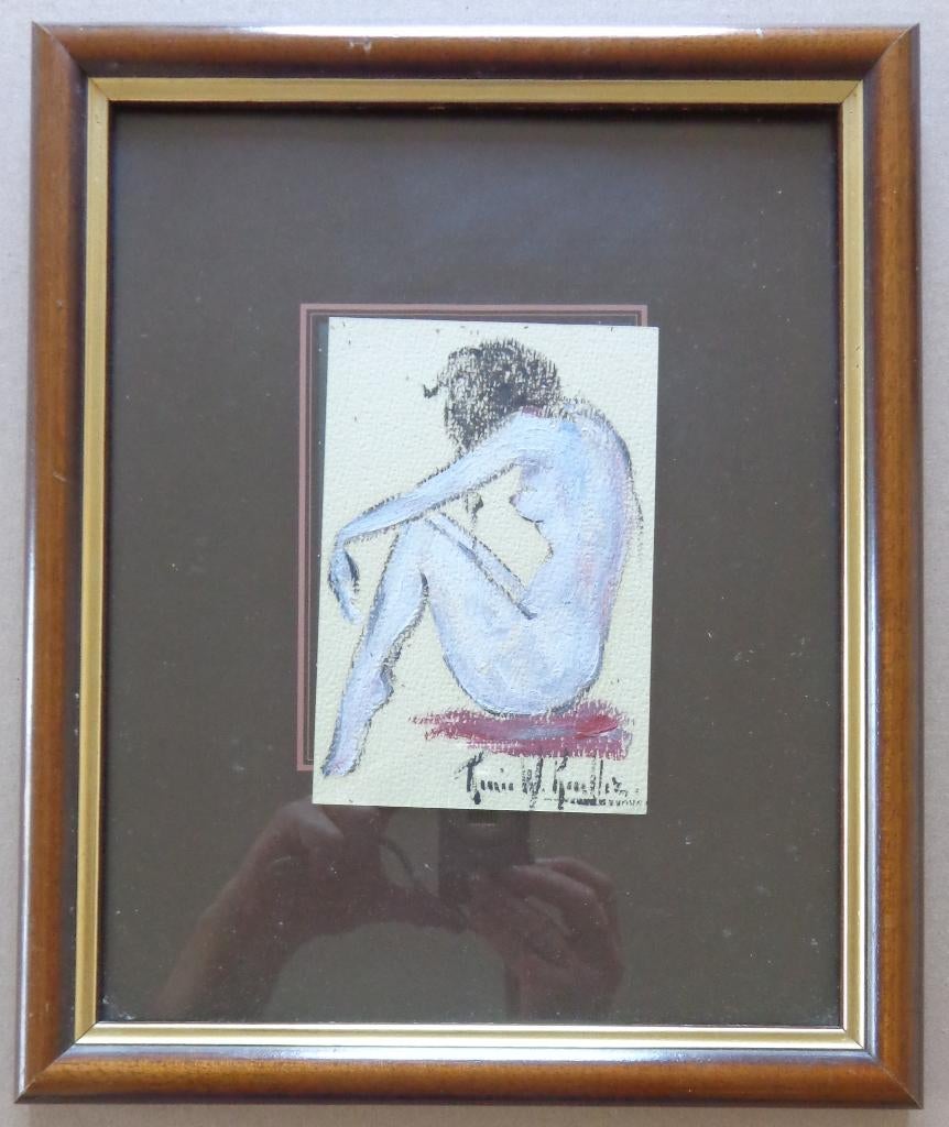 RENEE W. KUELLER / NAAKTE VROUW / ORIGINEEL / 34x28cm KADER, Enlèvement ou Envoi