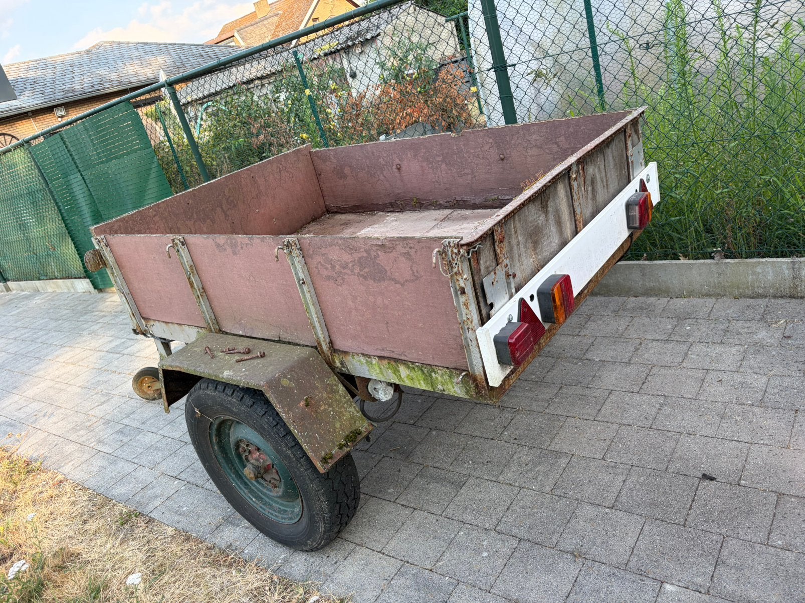 Stevige enkelas aanhangwagen / remorque, Ophalen, Gebruikt