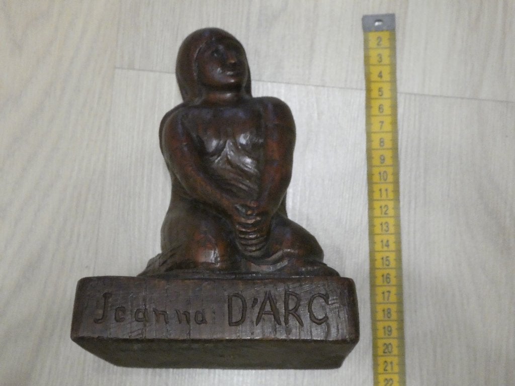 Vintage Beeld Jeanne D'Arc, Ophalen of Verzenden, Handgemaakt, Hout, Beeld