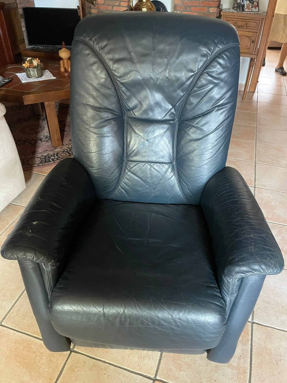 Lederen relaxzetel, Enlèvement, Utilisé, Cuir