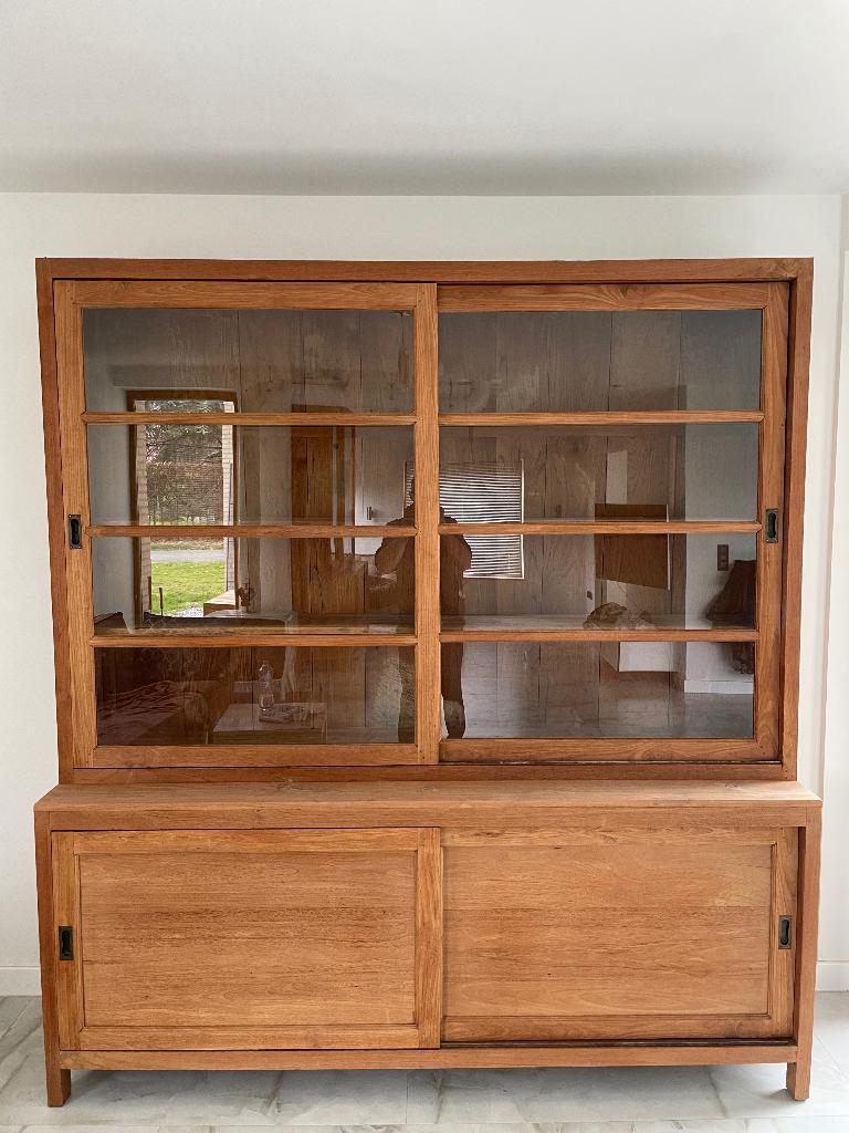 Teak vitrinekast, Huis en Inrichting, Kasten | Vitrinekasten, Ophalen, Zo goed als nieuw, Teakhout