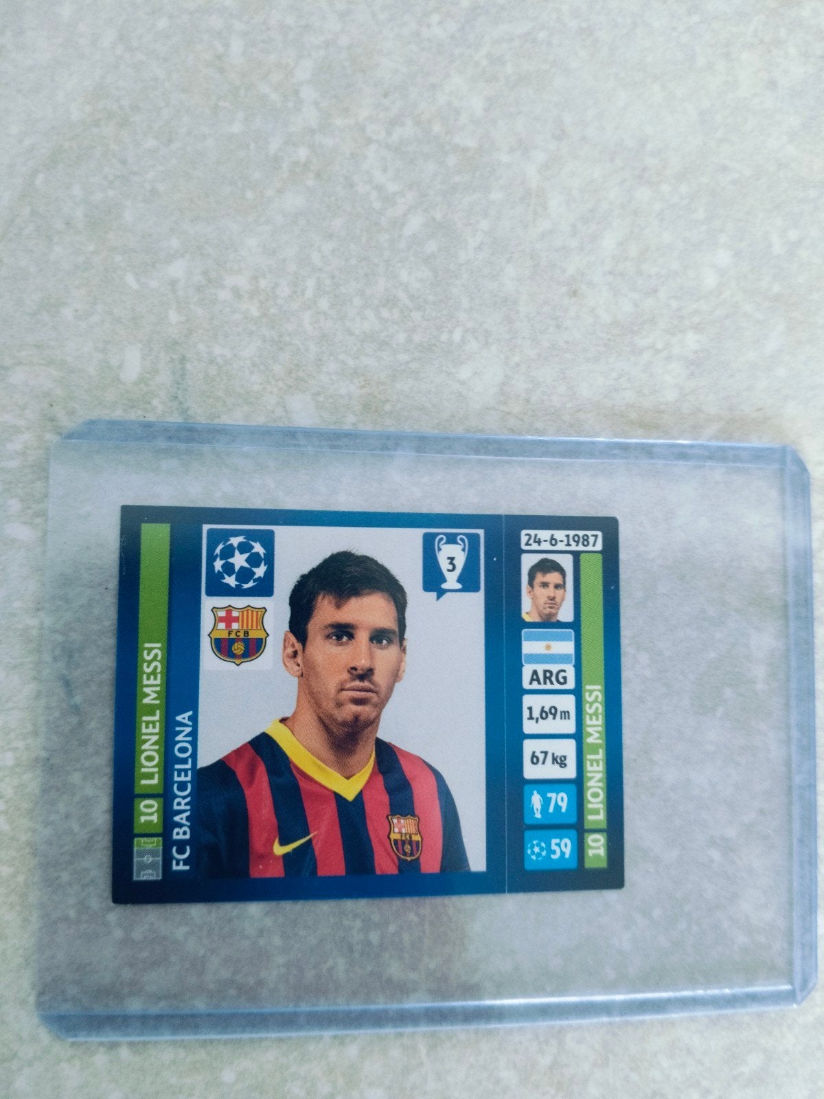 Panini sticker Lionel Messi Barcelona CL, Ophalen of Verzenden, Sticker
