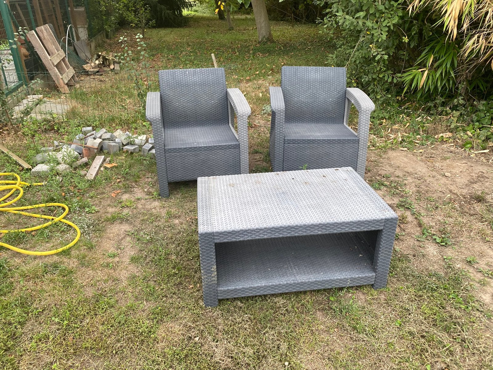Tuin zetels en tafel, Banque, Synthétique, Enlèvement, Utilisé