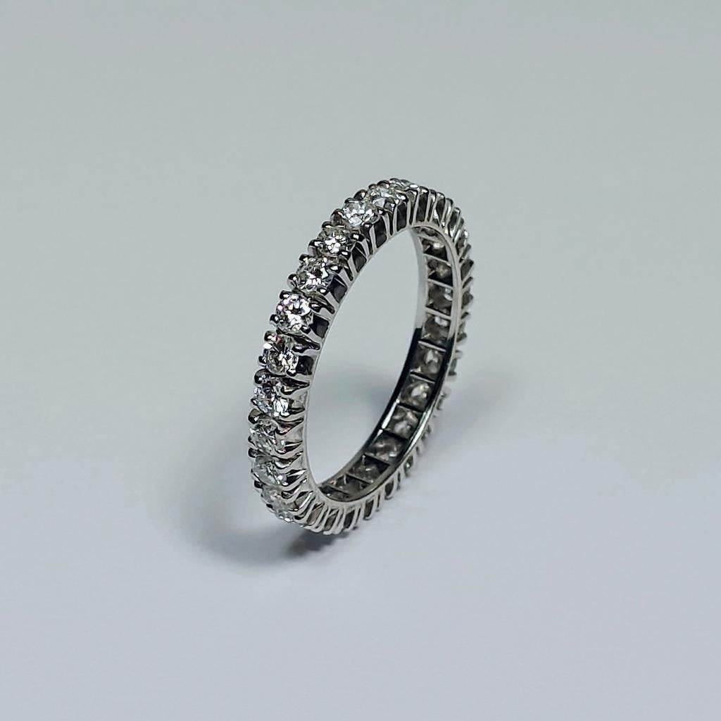 Bague d'alliance en or blanc 18 carats avec 26 diamants, Enlèvement ou Envoi, 18 à 19, Comme neuf, Or
