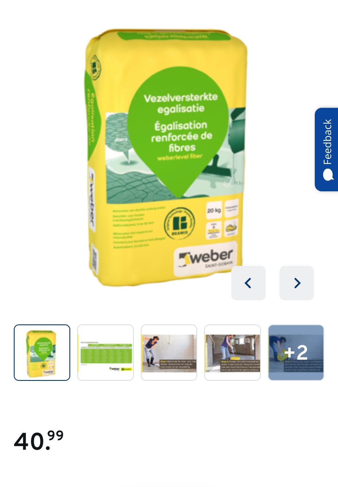 8 zakken weber Vezelversterkte egalisatie, Bricolage & Construction, Briques, Enlèvement, Neuf, Autres types