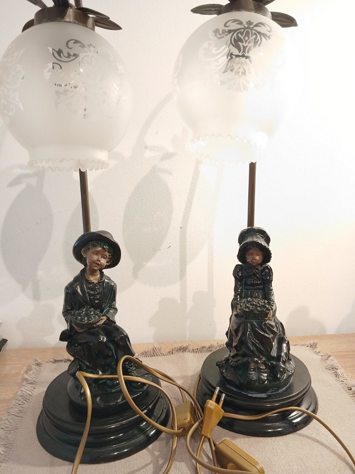 lots de 2 grandes lampes en porcelaine et laiton Portugal, Enlèvement ou Envoi, Autres styles, 55 cm, Autres marques