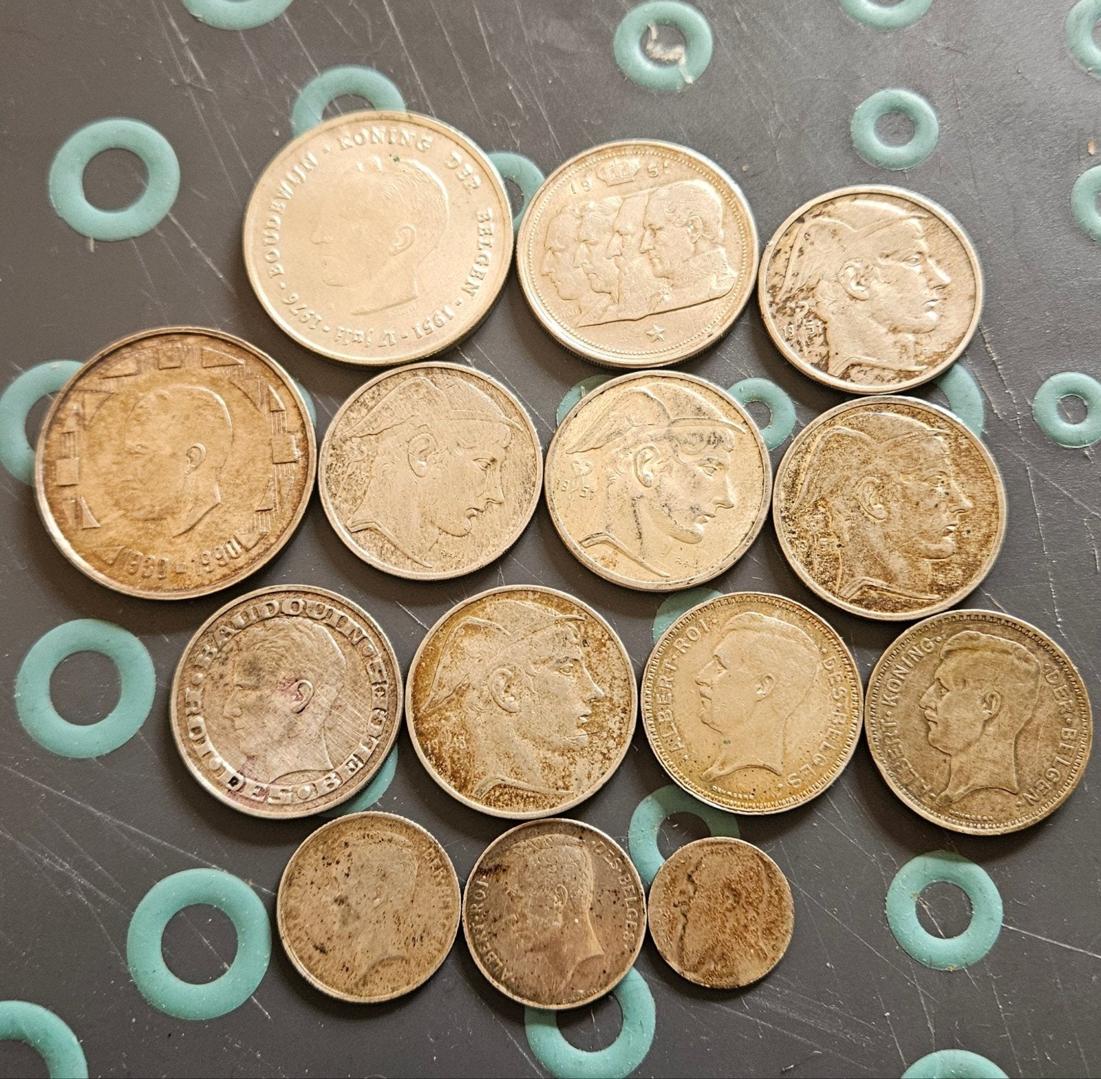 Set van 14 Belgische zilveren munten 175 gram, Ophalen of Verzenden, Zilver, Losse munt, Zilver
