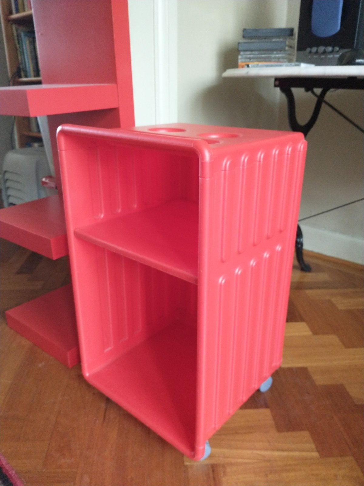 rode Ikea Didrik opbergkist nachtkastje rolkast op wieltjes, Ophalen