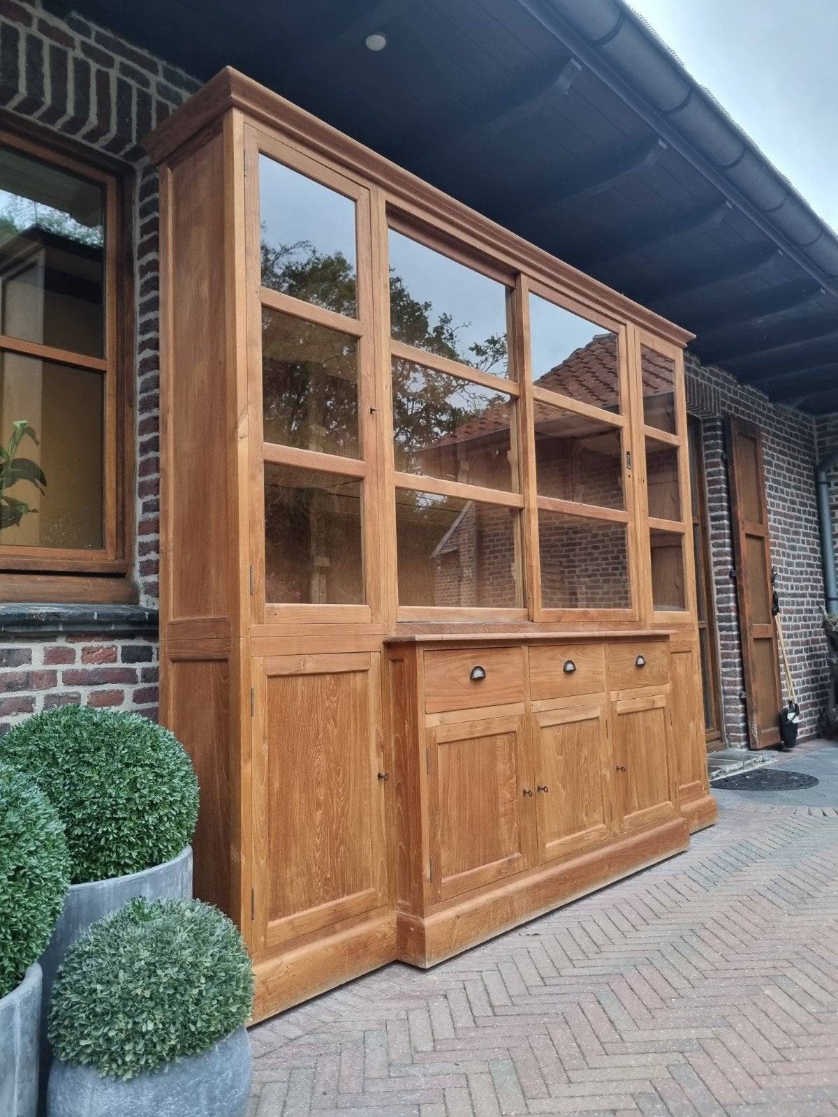teak buffetkast/vitrinekast art:180/26.1, Ophalen, 200 cm of meer, ., 200 cm of meer