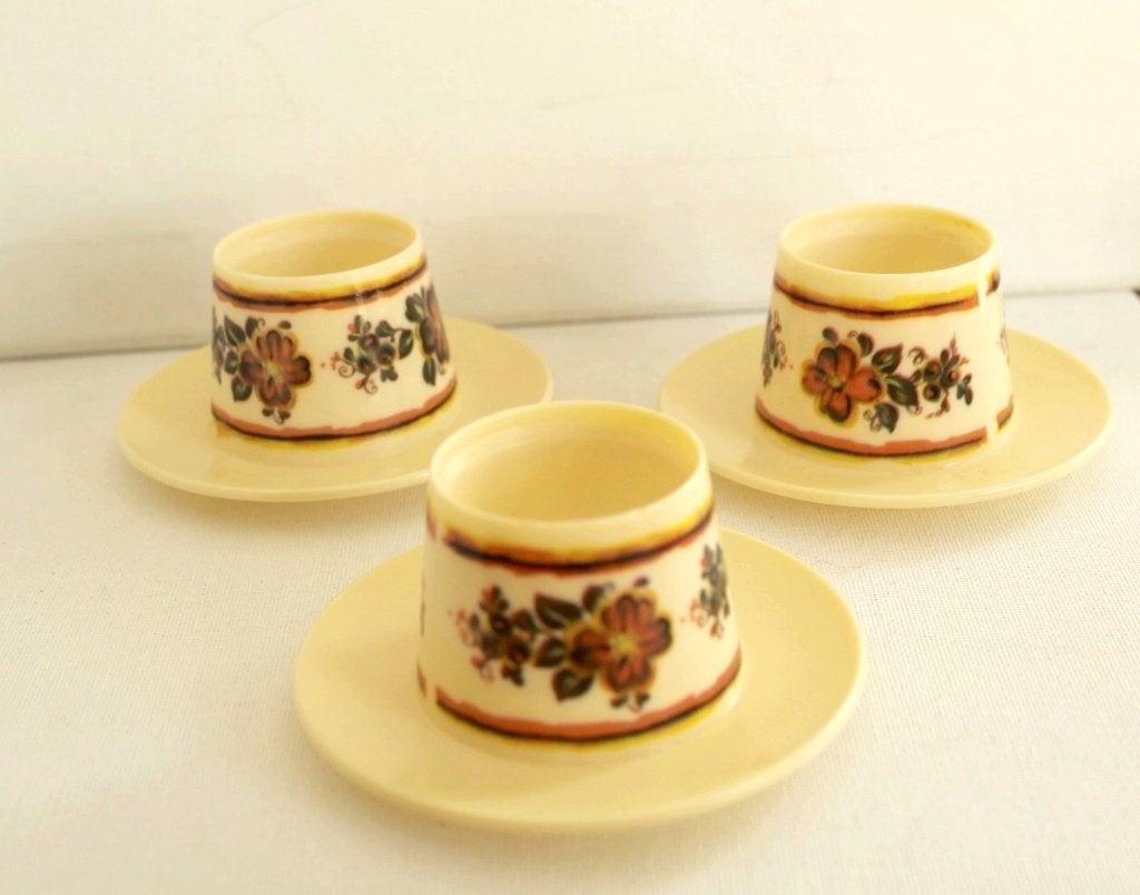 Coquetiers vintage Flower Power (lot de 3) • Retro 1970s, Enlèvement ou Envoi, Vintage, Comme neuf, Balance ou Balances