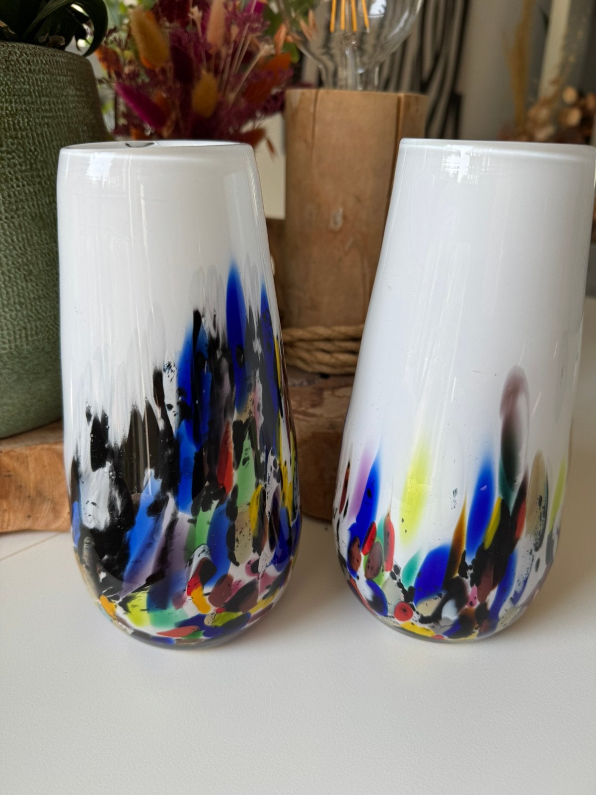 2 vases rétro soufflés à la main, Enlèvement ou Envoi, Neuf, Verre