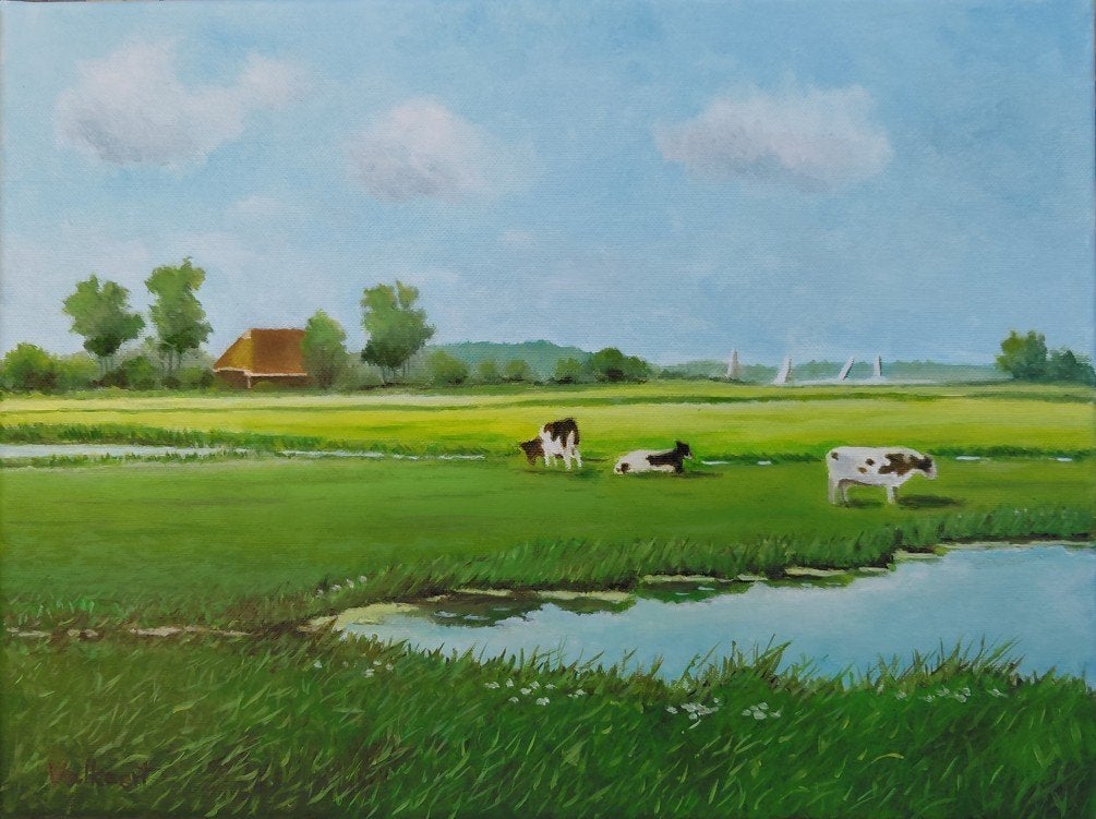 Landschap, Antiek en Kunst, Ophalen, Doek, Gedateerd, Landschap