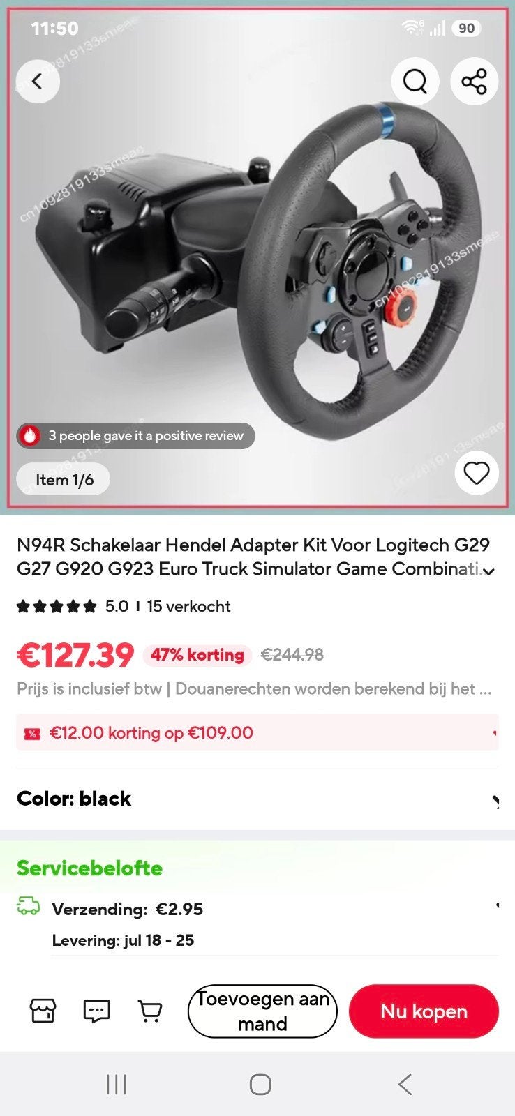 Pinkers set voor logitech stuur, Games en Spelcomputers, Ophalen