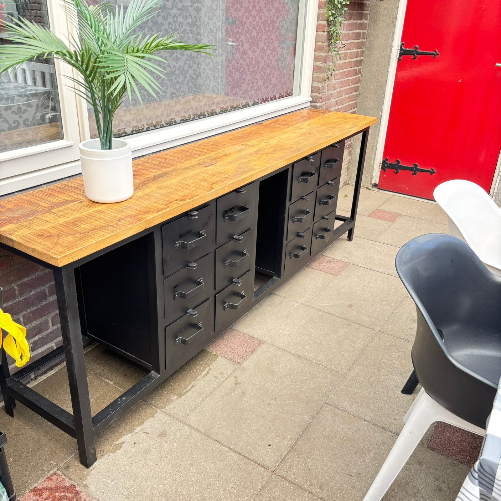 Industrieel mango kast, Huis en Inrichting, Kasten | Dressoirs, Ophalen, Zo goed als nieuw