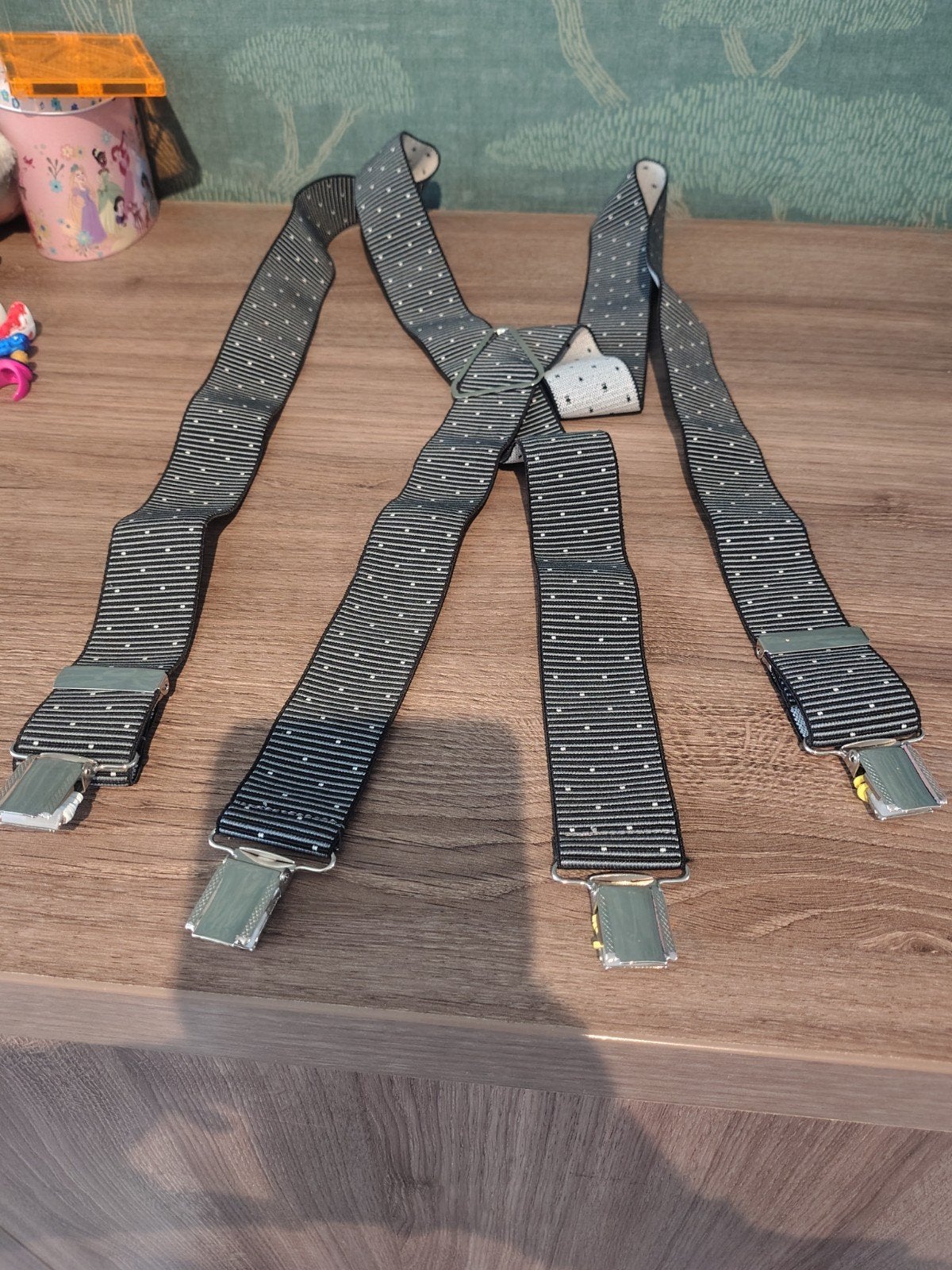 Klassieke X-vormige heren bretels – Grijs/Zwart, Enlèvement ou Envoi, Comme neuf, Noir, Ceinture