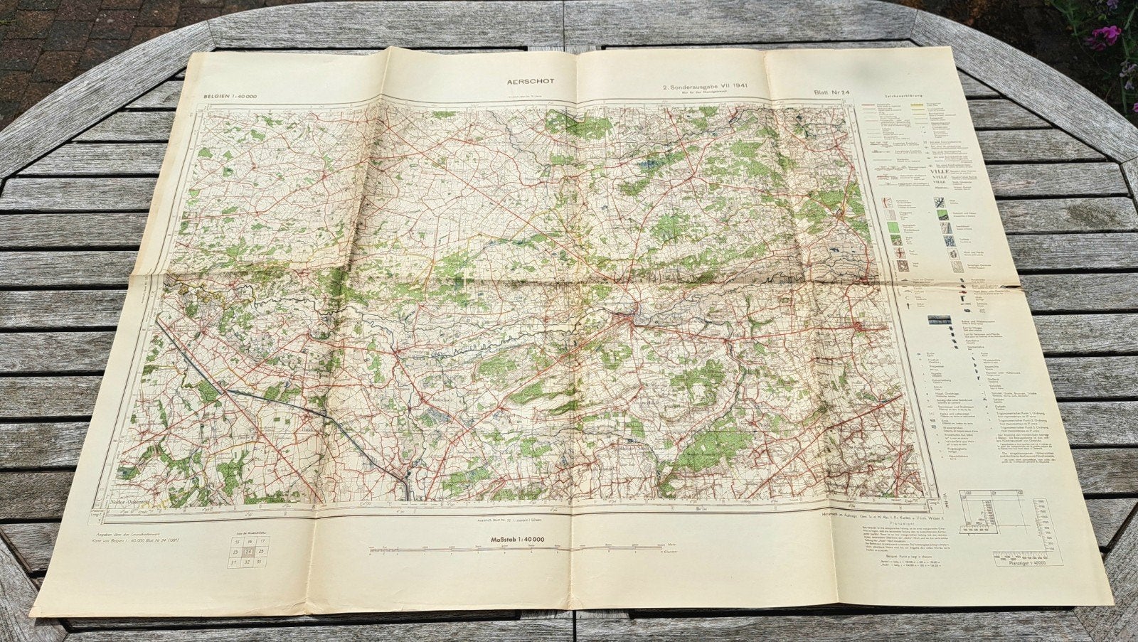 Kaart van de Duitse generale staf 1941 AERSCHOT MONTAIGU, Ophalen of Verzenden