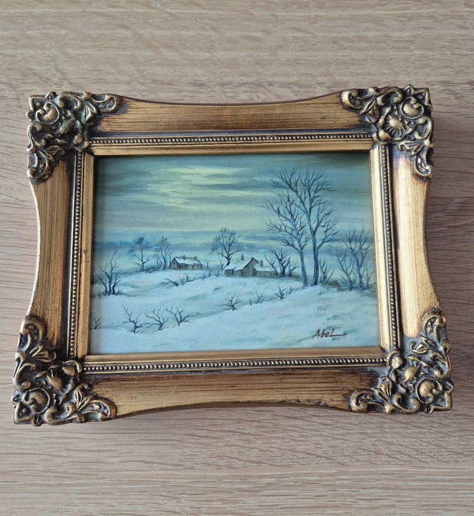 Schilderij Winterlandschap, Ophalen, Paneel, Realistisch, Landschap