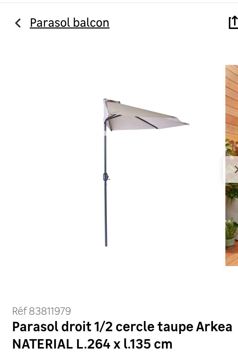Demi parasol, Jardin & Terrasse, Enlèvement, Comme neuf, Parasol sur pied, Inclinable