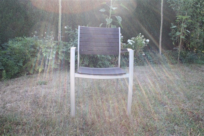 6 tuinstoelen hout + alu, Ophalen, Gebruikt, Hout, Stapelbaar