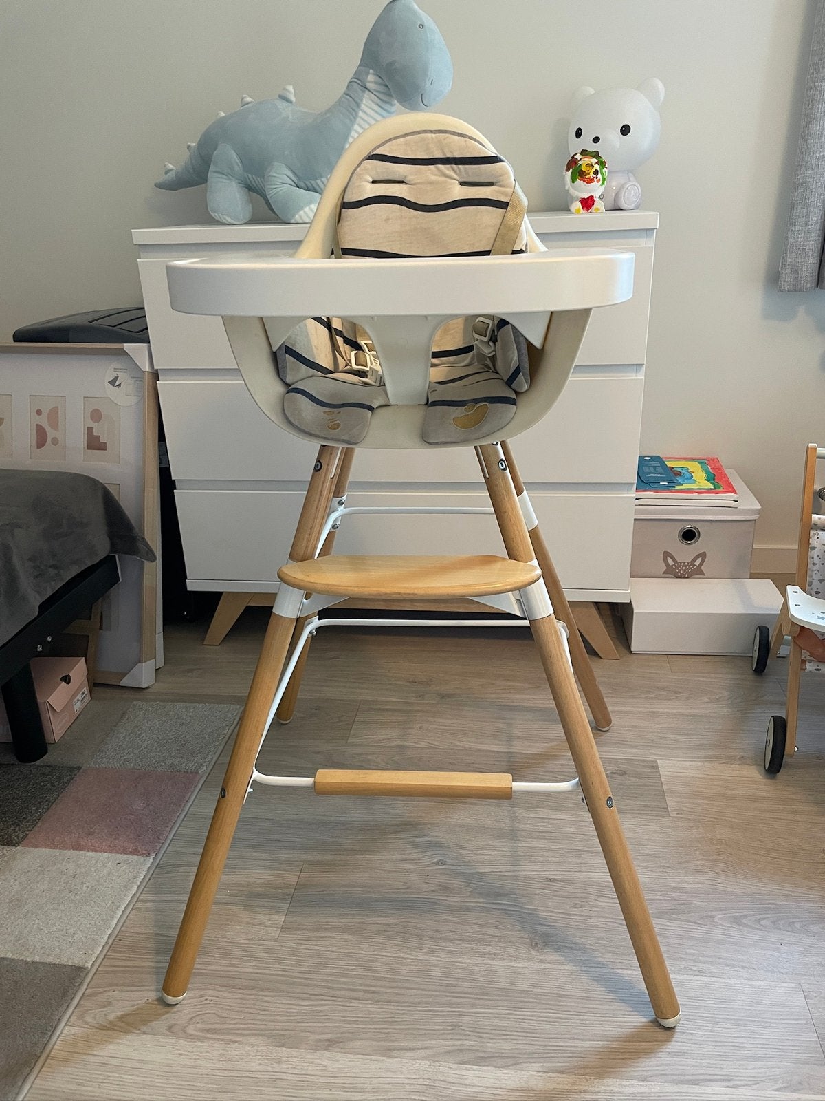 Childhome Evolu 2 Eetstoel (White/Naturel) Compleet, Kinderen en Baby's, Ophalen, Gebruikt, Meegroeistoel, Aanschuifbaar