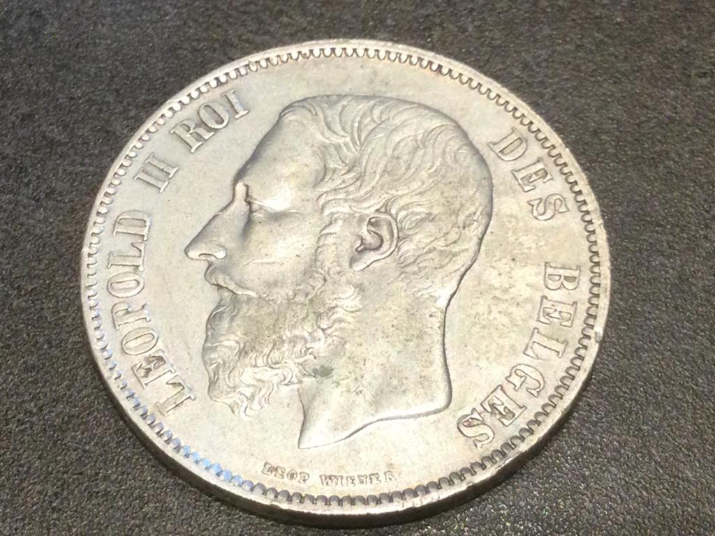Belgique 5 Frank 1865 Léopold II, Enlèvement ou Envoi, Argent