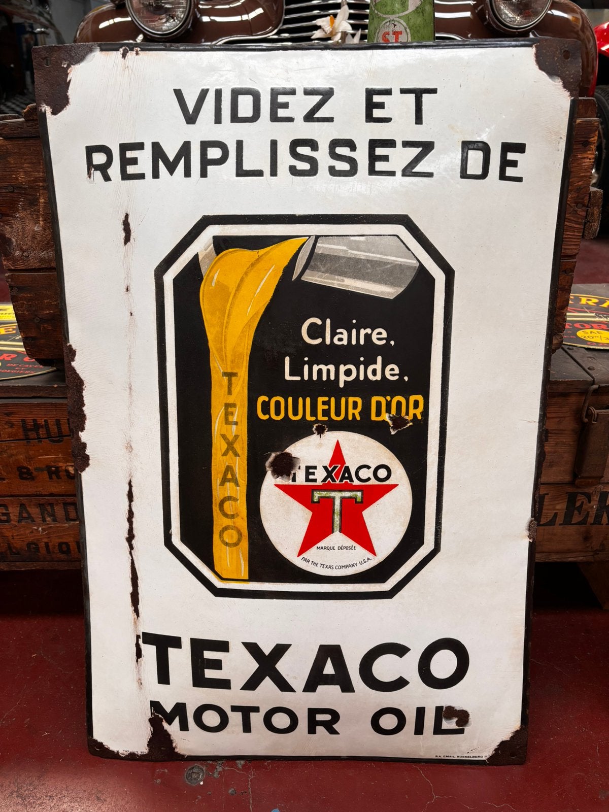 Plaque emaillée texaco annees 30’s reclamebord emaille, Enlèvement ou Envoi, Comme neuf