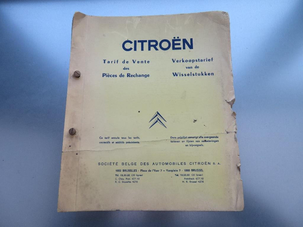 citroen  verkooptarief 11cv pl dx dv ds d dm am az a ay, Autos : Divers, Modes d'emploi & Notices d'utilisation, Enlèvement ou Envoi