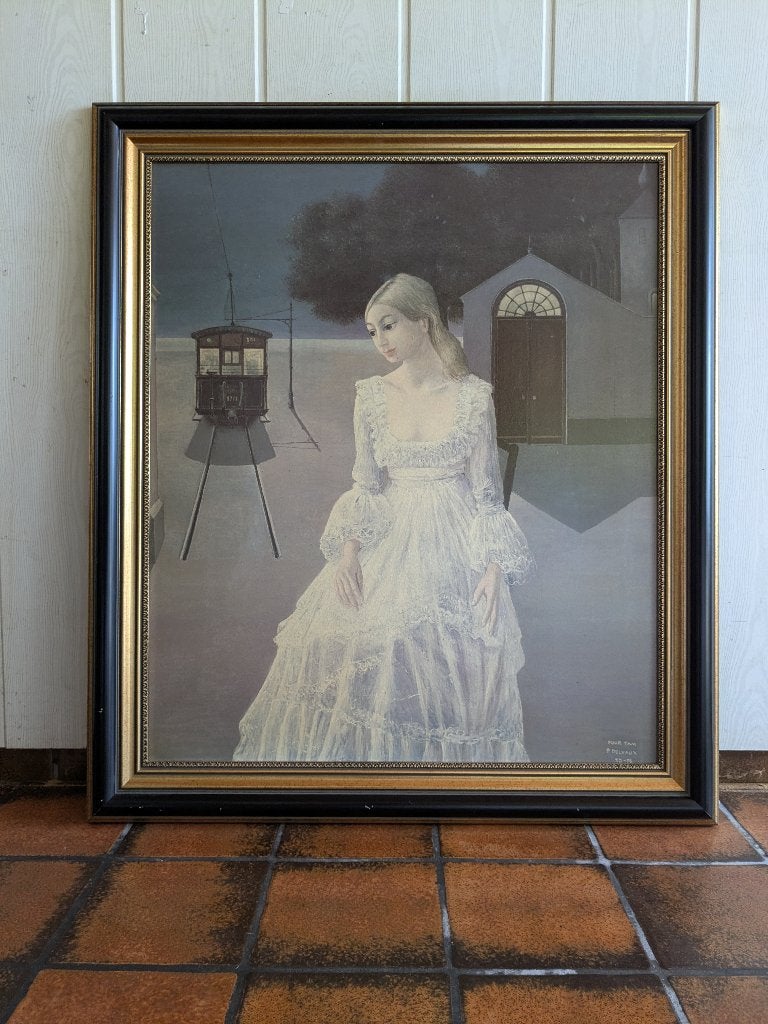 reproduction Paul Delvaux - encadrée, Antiquités & Art, Art | Lithographies & Sérigraphies, Enlèvement, Personnages et figures fantastiques