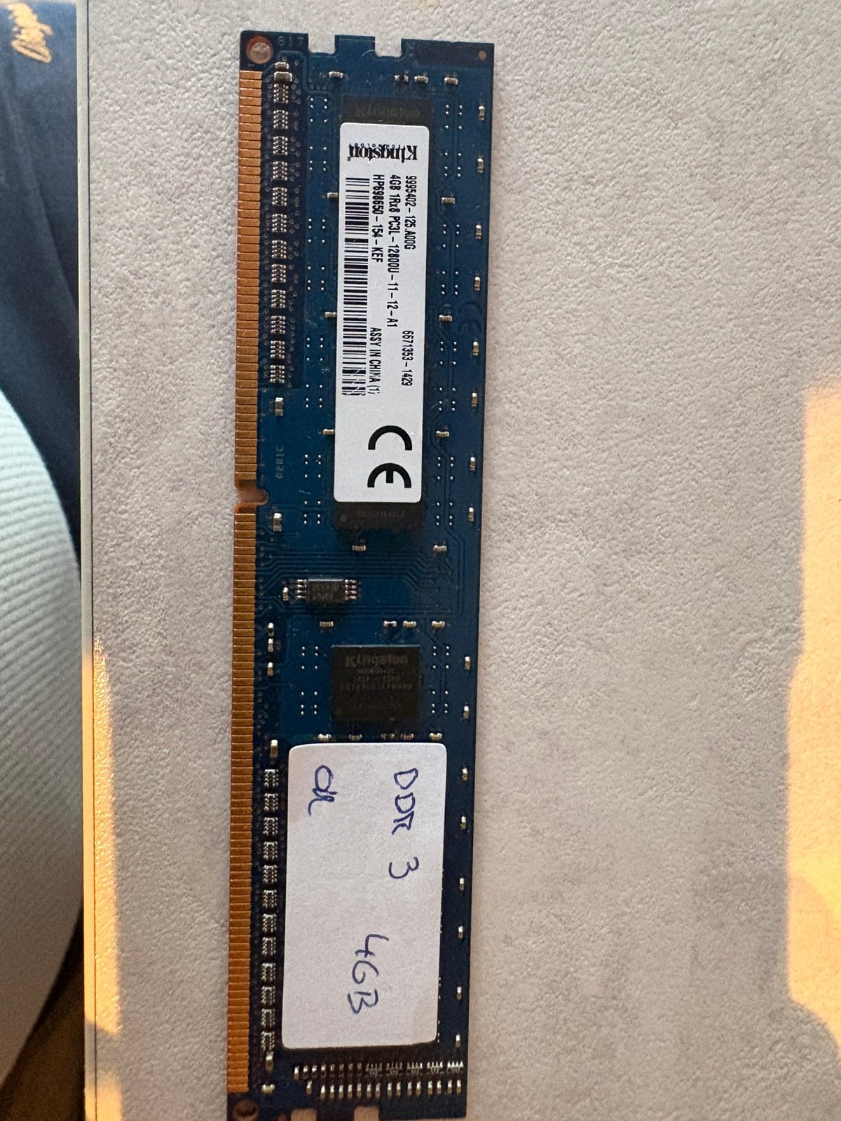 Kingston 4GB DDR3 RAM PC3-12800 1600MHz, Computers en Software, RAM geheugen, Ophalen of Verzenden, Zo goed als nieuw, DDR3, Desktop