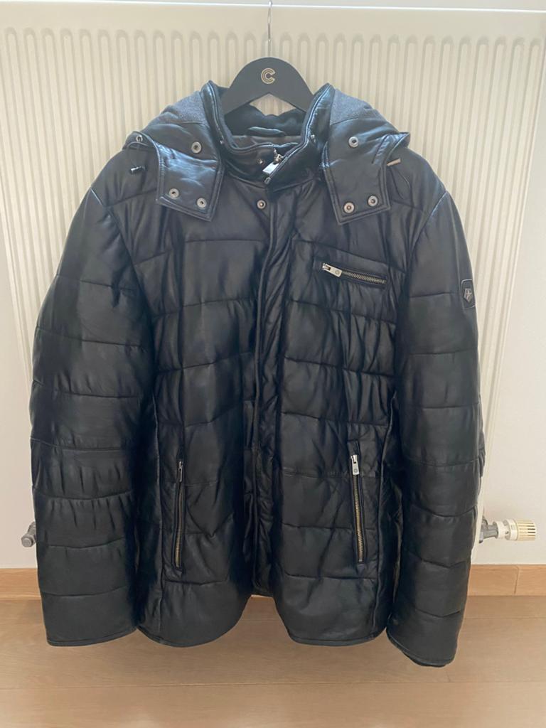 Milstone Leder Jas XL zwart met afneembare kap, Ophalen of Verzenden, Zo goed als nieuw, Maat 56/58 (XL), Zwart