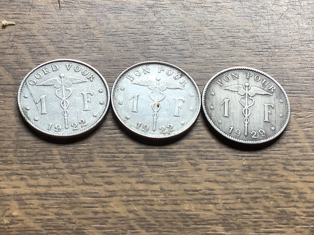 1 Frank 1922vl,1922fr,1929fr, Enlèvement ou Envoi, Métal, Série