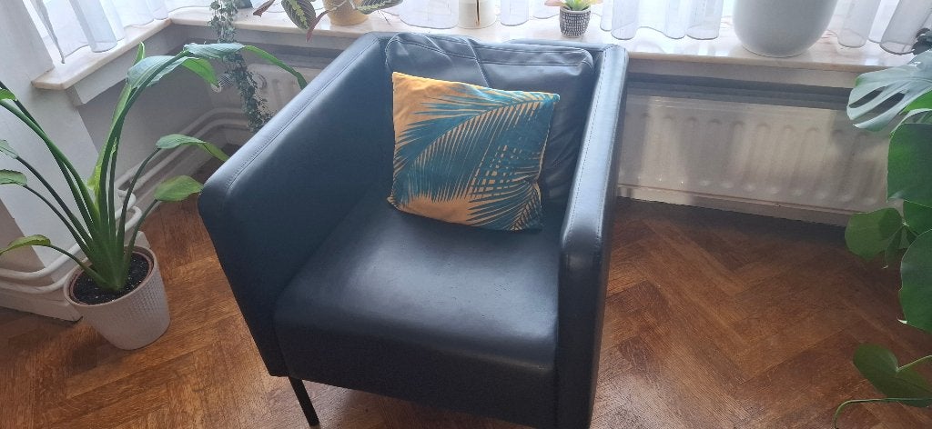 Fauteuil noir simili cuirnoir simili cuir, 75 à 100 cm, Enlèvement, Utilisé, Autres matériaux