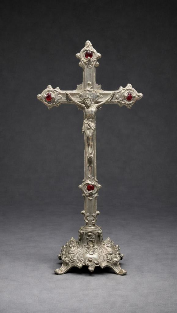 Antiek zilver kleurige kruisbeeld, Antiek en Kunst, Antiek | Religieuze voorwerpen, Ophalen