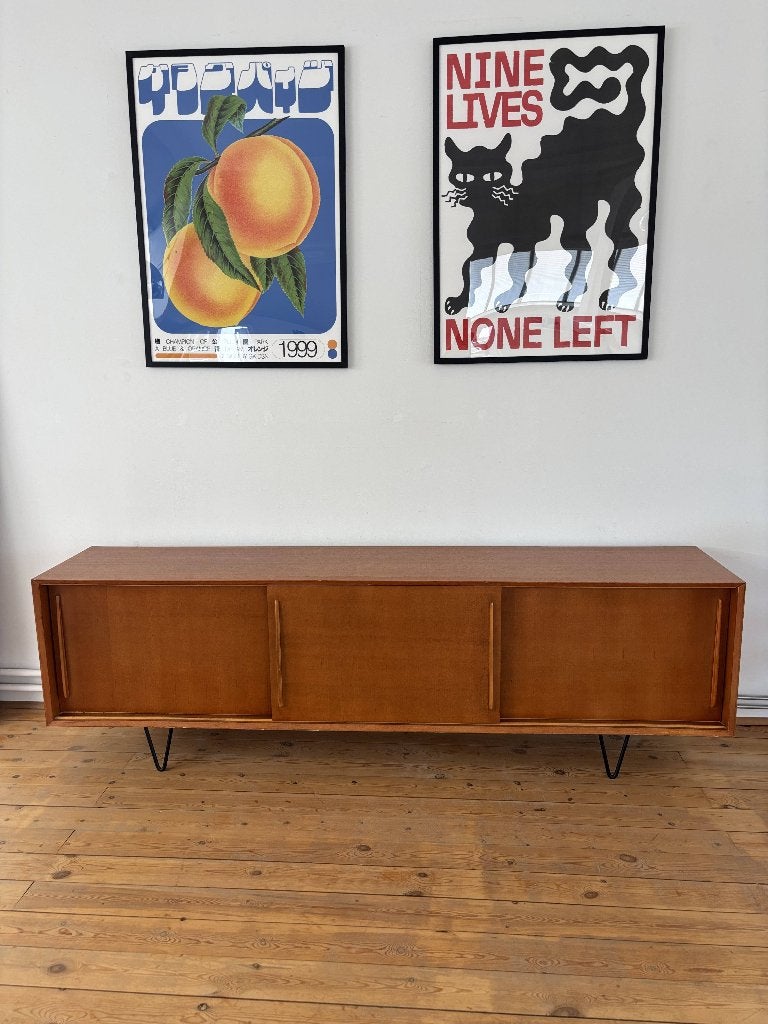 Enfilade vintage scandinave 220 cm en teck – années 60/70, Enlèvement, Comme neuf